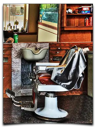 fotel do mycia włosów i wycięta umywalka