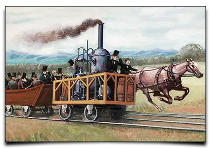 wyścig parowozu z koniem