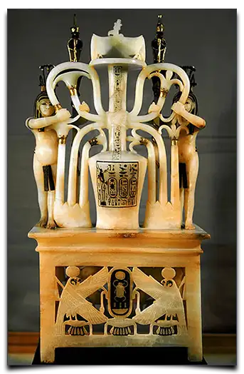 alabastrowa lampa oliwna z Egiptu
