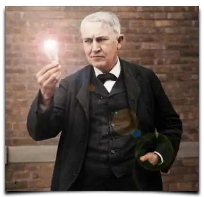 Edison ze swoim wynalazkiem