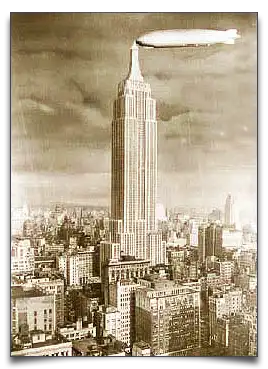 LZ 127 Graf Zeppelin dokuje przy wierzchołku Empire State Building